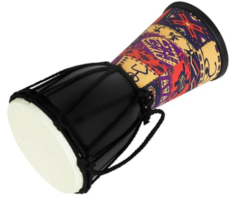 4 Zoll Afrikanische Djembe Trommel für Kinder, Schwarz | Handtrommel aus Pvc mit Kunstziegenhaut, Leichtes Schlaginstrument für Unterricht und Auftritt