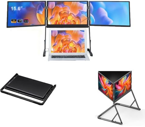 Générique Extension d'écran légère à Trois Niveaux, Moniteur Portable FHD 15,6, écran IPS FHD 1080p, 100% sRGB, HDMI/USB-C Plug & Play, Station de Travail Portable for Le Bureau et Le télétravail