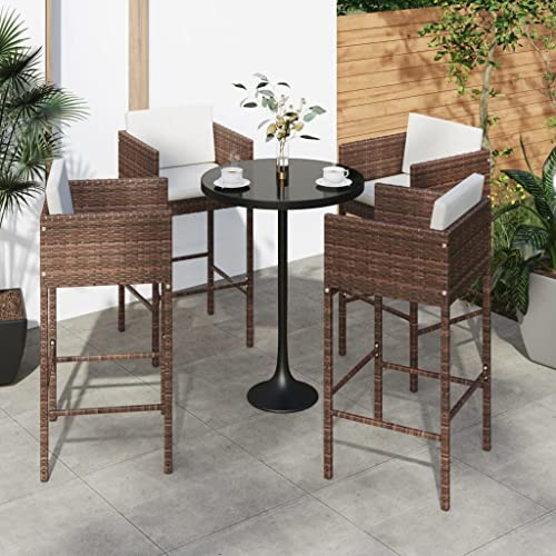 KTHLBRH Barhocker für den Außenbereich mit Stahlgestell und Polyrattan, hoher Stuhl, wetterfest und leicht zu reinigen, Tragkraft 110 kg, ideal für Garten und Terrasse