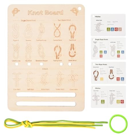 Schild zum Lernen von Knoten – Pädagogisches Spiel aus Holz, D-Trainingsbrett mit Knoten – für Kindergärten, Kindergärten, Familientreffen und