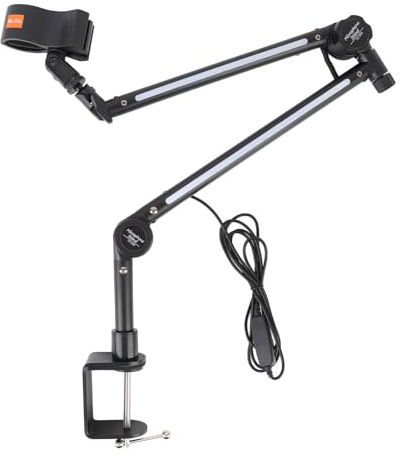 BONKZEBU Versatile RGB Boom Arm Microphone Stand 360 Degree Adjustable Mic Stand with RGB Light for Live Gaming [Metal]