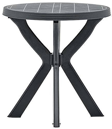 IBUQDDV Bistrotisch Anthrazit Ø70 cm Kunststoff Gartentisch für Terrasse Balkon Außenbereich Wetterfest Leicht