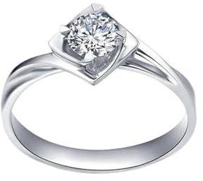 Verlobungsring Damen Gold 375, Eheringe Weiß Diamant 0.4 Karat Trauringe 9 Karat Weißgold Größe 57 (18.1)
