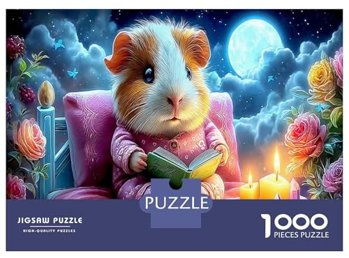 1000 Stück Guineaschwein Lesen Puzzles Lernspiel Spielzeug Cute Small Tiere Jigsaw Puzzle Dekorative Geschenke Für Jugend Und Puzzle-Liebhaber 38x26cm/1000pcs