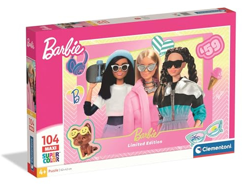 Clementoni Barbie Kinder Puzzle 104 Maxi Teile | Barbie Puzzle 62 x 42 cm cm für Kinder ab 4 Jahre - Puzzle von Clementoni 25015
