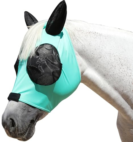 Gallopoff Masque Anti-Mouches pour Chevaux avec Oreilles, Vert Lac M