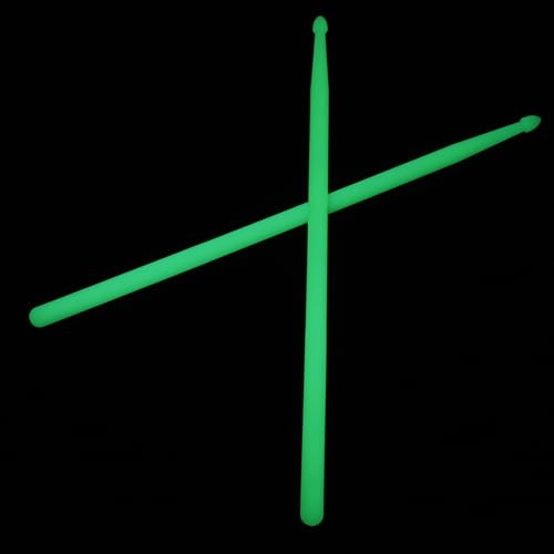 Ciieeo Baguettes de Batterie 5a Fluorescentes Vert Fluo, Bâtons Lumineux Légers et Compacts pour Percussion, Accessoires Pratiques pour Performances Nocturnes, Lot de 2 Pièces