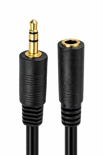 EL MOCHUELITO Cable Alargador Jack 3,5 mm Macho a Hembra, Conectores Dorados, 1,5 m, AUX Estéreo