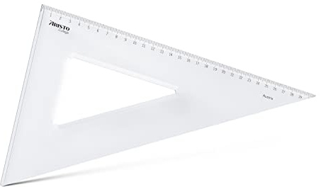 Aristo AR23630 Contrast Dreieck 60° (Hypotenuse 35 cm, Tuschekanten und Facette, Kunststoff) transparent
