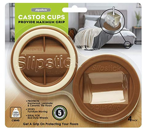 Slipstick CB840 Möbeluntersetzer Rollenuntersetzer Klavieruntersetzer Bodenschutz Kappen Stopper für Rollen mit 50mm bis 56mm 4 St. Caramel