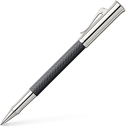 Graf von Faber-Castell 146710 Tintenroller Guilloche Cisele, hochglänzend rhodiniert, anthrazit