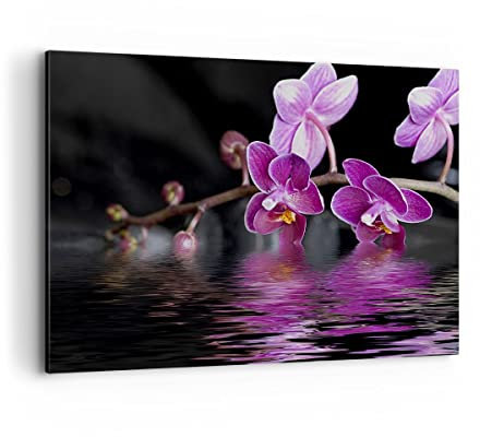 Bilder auf Leinwand 100x70cm Leinwandbild Asien exotisch orchidee blume Groß Wanddeko Bild Schlafzimmer Küche Deko Wandbilder Dekoration Wohnzimmer Wall Decor Canvas Wand Kunstdruck Art AA100x70-2312