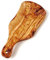 DAS OLIVENHOLZBRETT® Knoblauch Schneidebrett aus Olivenholz/Kräuterschneidebrett/Zwiebelbrett aus Holz mit Griff/kleines Servierbrett mit Loch zum Aufhängen incl. Griff 25cm