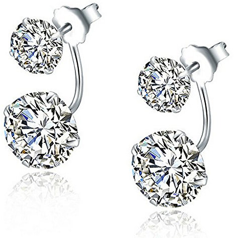 Unendlich U 925 Sterling Silber Kubische Zirkonia Doppel-Ohrstecker Ohrringe für Damen mit Mehrere Trageform