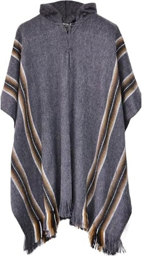 Gamboa Alpaka Wolle Poncho Herren Decke Ponchos Kapuze Cape Pancho Männer Mexikanischer Wollponcho Winter Cowboy Hippie Jacke