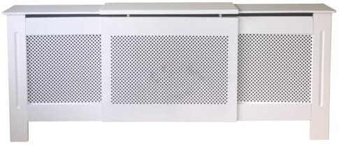 Jack Stonehouse Radiator Cover Traditional Diamond MDF Wood Cabinet, White Adjustable W131.5-196 x H80.3 x D16.8cm