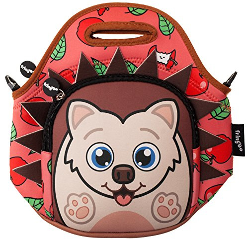 Fringoo® Kids Lunch Bag - Made from Neoprene Thermal Insulated Material - School Lunch Bag - Zipped Pocket Shoulder Strap (Hedgehog)