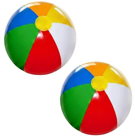 SHATCHI 2 Pcs 20 Inch Inflatable Rainbow Beach Ball, Multicolour Blow Up Pool Toy for Swimming Pool Parties, Summer Outdoor Water Games, Holiday Beach Play, Garden Fun and Pool Party Decoration