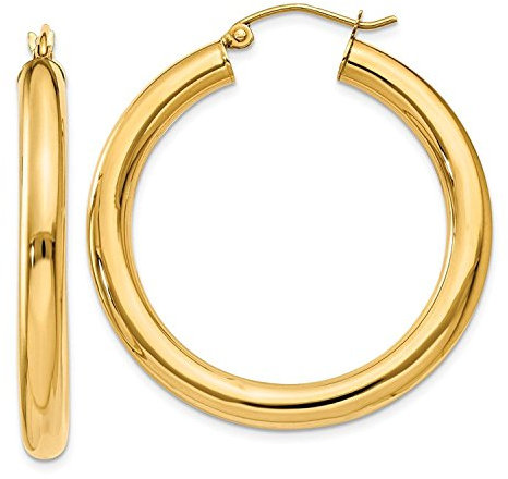 14 Karat 585 Gold Hochglanz Creolen Ohrringe Gelbgold (26 Millimeter)