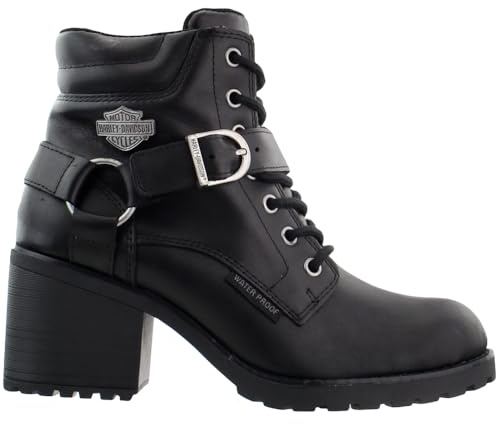 Harley-Davidson Women's Howell 5 Lace Leather Motorcycle Casual Boot Motorcycle Boot, Black, 6.5