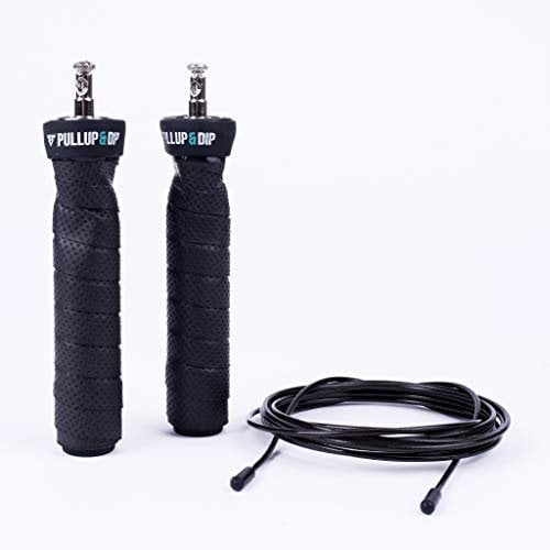 PULLUP & DIP Fitness Springseil mit Profi Kugellager und Anti-Rutsch Griffen, verstellbares Speed Rope mit PVC Ummantelung für Ausdauertraining, Boxen, MMA, 3 m Seil
