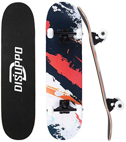 DISUPPO Cruiser Skateboard, komplettes Skateboard, 7 Schichten, A-Level, Ahorn, Doppelkick, konkav, Standard und Tricks Skateboards für Jugendliche (Colorful Life)