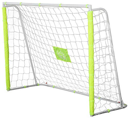 HOMCOM Rete da Calcio da Giardino con Bersaglio Centrale e Pali, Porta Calcio in Metallo e Tessuto Oxford, 186x62x123 cm, Bianco