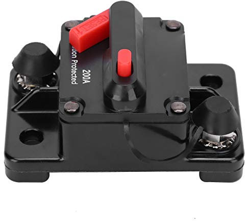 Disjoncteur, Porte-fusible à Réinitialisation Automatique, Interrupteur Automatique étanche en Cuivre Dc12-42v Rouge, Avec Couvercle en Plastique de Protection étanche(200A)