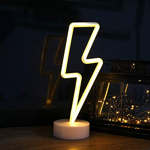 ZVO Neon Sign Lightning - LED Neon Light for Kids Bedroom - Battery or USB Powered Lightning Night Light - Indoor Blue Sign Art Light - Night Lamp for Home Party Bar Wedding Chriatmas Deco