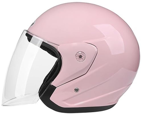 Offener Motorradhelm Mit Visier Für Erwachsene Herren Damen ECE Zugelassen 3/4 Retro Leichter Jet Style Halbhelm Motorrad Moped Roller Schutzhelme,Rosa