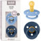 BIBS Colour Schnuller 2er-Pack, BPA-frei, Kirschform Nippel. Naturkautschuk/Latex, Hergestellt in Dänemark. Größe 2 | 6+ Monate | 2-Pack, Sky Blue/Steel Blue