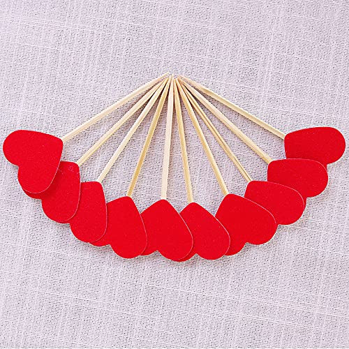 Pfirsichherz Glitzer Kuchen Dekoration Party Supplies Cupcake Topper, 50 Stück Herz-Typ Kuchen Topper für Kuchendekoration, Geburtstagsfeier (rot)