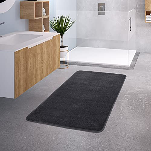 TT Home Badezimmer Badematte Duschmatte rutschfest Waschbar Memory Schaum Stein Muster, Farbe:Anthrazit 3, Größe:50x80 cm