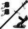 HORSE SECRET Kit de Asta de Bandera de Aluminio Negro 180 cm con Soporte Asta de Bandera de Acero Inoxidable, Kit de Barra de Bandera de Montaje en Pared Exterior con Anillos Giratorios
