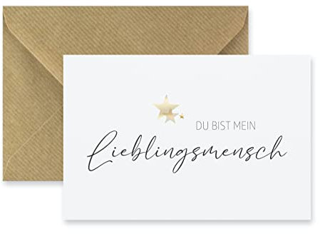 Merz Designkarten 1 edle Designerkarte Klappkarte für Freundschaft, Liebe mit Umschlag (Naturpapier) - 10,5x14,8cm, Valentinstag Partnerschaft Beste Freundin, Freund, Bekannte, Weiß Gold