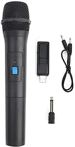 Annadue Micrófono Dinámico de Mano Universal Karaoke Micrófono de Mano Profesional Ligero 50 Hz-18 KHz Micrófono Inalámbrico VHF Micrófono de Recepción USB