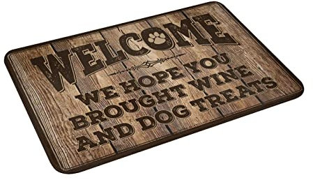 Lustige Fußmatten für Haustür, We Hope You Brought Wine and Dog Treats Matte Wintermatte Balkon Dekor (Größe: 40 x 60 cm)