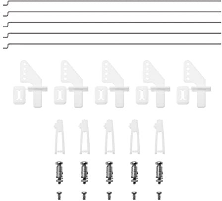 ECSiNG 15 Stück Fixed Wing Flugzeug Steuerhorn Kit 1,2 X 200 Mm Schubstange 1,3 Mm Schubstangen Stecker Steuerhorn Zubehör für RC Modellflugzeuge RC Hubschrauber