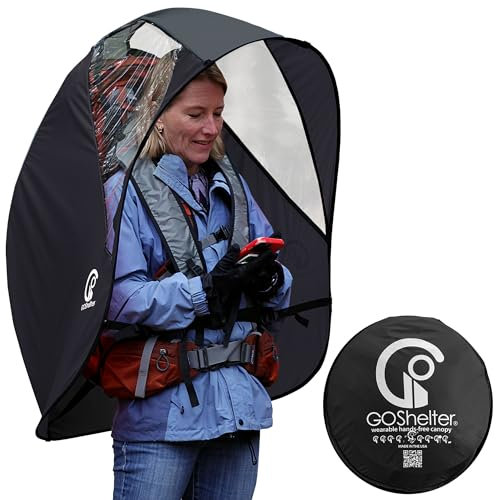 GOSHELTER - Wearable Umbrella Hands Free Umbrella for Adults, Umbrella Backpack Wearable Shade Backpack Canopy, Wearable Canopy - Made in USA, Black