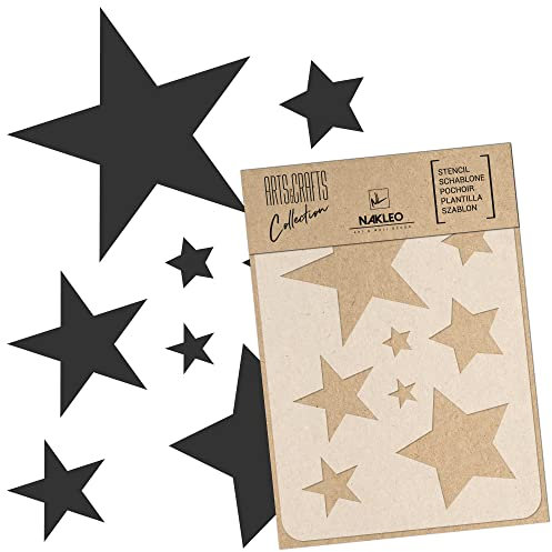 NAKLEO Malschablone für Handwerk A3 30x42cm, Sterne Himmel Raum Muster, Wiederverwendbare Kunststoff DIY & Scrapbooking Zeichenschablone, Decoupage Kunst Vorlage, Wand Stoff Möbel Holz