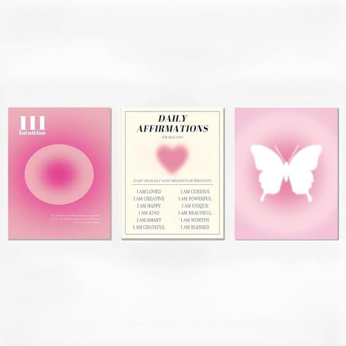 Enthusiasm 3 Panels bunte Farbverlauf, Aura Angel Zahlen Poster-Sets für Zimmer, ästhetisch bunt Aura körniger Farbverlauf Leinwand Wandkunst für Schlafzimmer Büro (Aura, 30 x 40 cm, ungerahmt)
