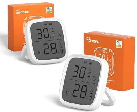 SONOFF Zigbee Temperatur- und Feuchtigkeitssensor,SNZB-02D 2 Stück Zigbee LCD Smart Thermometer Hygrometer Sensor,Zigbee Hub Erforderlich, Kompatibel mit Alexa/Google Home/Home Assistant