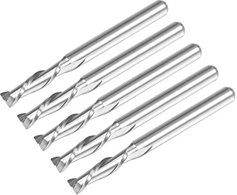 QUARKZMAN 3.175mm 1/8 Gambo 3.0mm x 12mm Spirale Router Punte x 5pz Solido Carburo CNC Estremità Fresa per Taglio Acrilico Plastica Resina Legno [2 Scanalature]