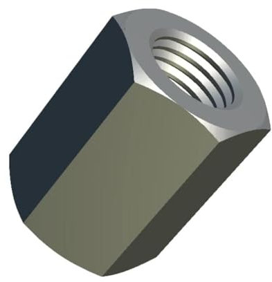 M5 Tuercas de acoplamiento hexagonales (15mm 8mm), tuerca hexagonal de varilla larga de acero inoxidable, métrica DIN 6334 tuerca acopladora, de manga hexagonal extensor, Longitud 15 mm (10 pcs)