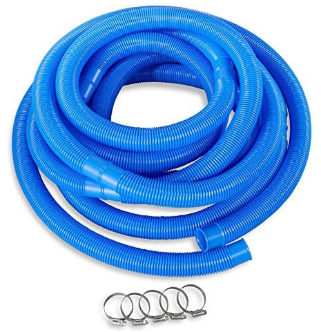 POOL Total Poolschlauch Ø 38mm x 12m inkl. 5X Edelstahlschellen - Geeignet für Poolheizung Bodensauger Pumpen Filteranlagen Skimmer Einströmdüse - blau teilbar formstabil variabel einsetzbar