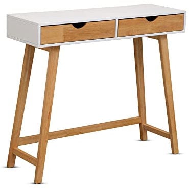 Terra Home - Konsolentisch Frya - weiß, 90x30x78 cm, Holz, mit Schubladen, skandinavisch, modern, schmal, Konsole für Flur oder Wohnzimmer