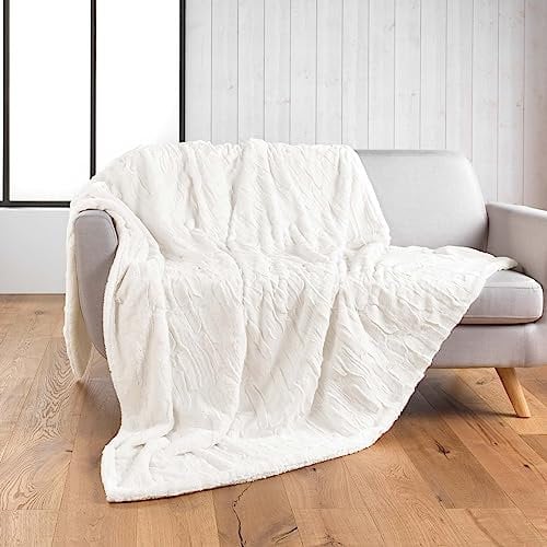 Douceur d'Intérieur, Plaid (125 x 150 cm) Foxy Naturel, Imitation Fourrure/Sherpa