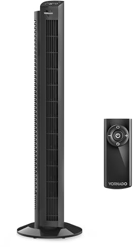 Vornado OZI42 42 Whole Room Tower Fan, Powerful Air Circulation, Space-Saving Design, Quiet Operation, 5 Speed Settings, 1-8 Hour Timer, 70-Degree Oscillation, Remote Control, Black