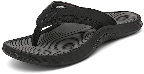 ChayChax Infradito Uomo Sandali Sportivi Ortopediche per Arco Scarpe da Spiaggia e Piscina Antiscivolo Ciabatte,Nero-Grigio,43 EU