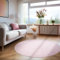 Teppium Tappeto Rotondo per Soggiorno 120 cm Rosa Lavabile, Pelo Corto, Moderno Design Monocromatico - Tappeto Lavabile Antiscivolo Extra Morbido e Fluffy per Cucina e Camera da Letto